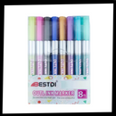 Set of 8 Double Line Marker Pens