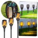 LED Solar Torch Light with flickering flame