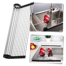 Roll-up stainless steel drainer for dishes and food