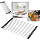 Roll-up stainless steel drainer for dishes and food