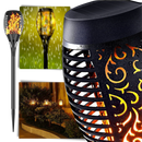 LED Solar Torch Light with flickering flame