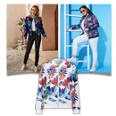 Long Sleeve Flower Bomber Jacket
