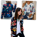Long Sleeve Flower Bomber Jacket