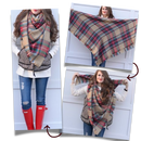 Plaid Cashmere Scarf Mohair feel