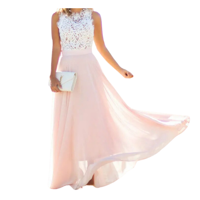 Prairie Chic Lace Chiffon Dress