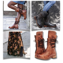 Vintage PU Leather Ankle Boots