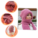 Windproof Knitted Hooded Hat with integrated Scarf and Ear Protection