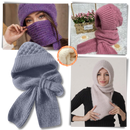 Windproof Knitted Hooded Hat with integrated Scarf and Ear Protection